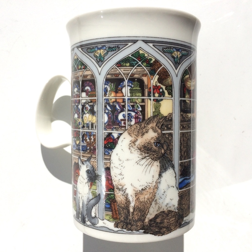 Vintage Dunoon Christmas Cats Mug Sue Scullard Scotland Stoneware Cat Lover Gift